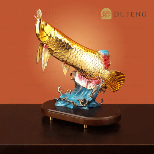 Golden Arwana With Lucky Coin