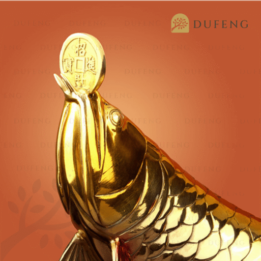 Golden Arwana With Lucky Coin