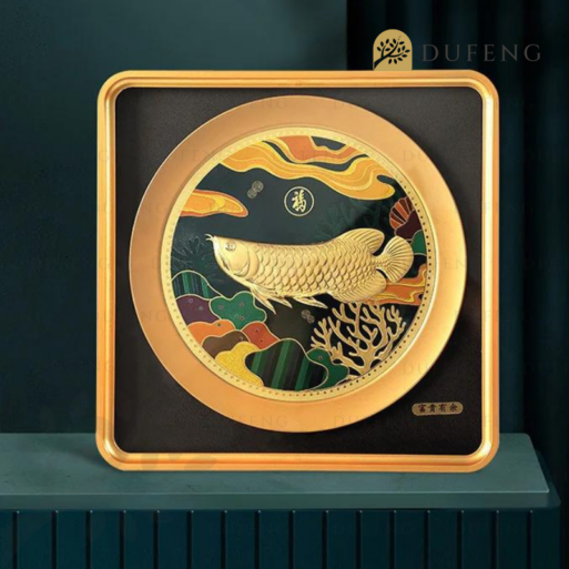 Golden Lucky Arwana Fengshui Art Decoration