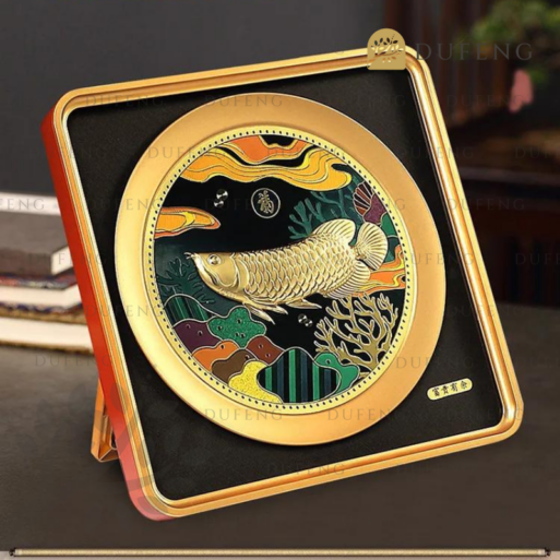 Golden Lucky Arwana Fengshui Art Decoration