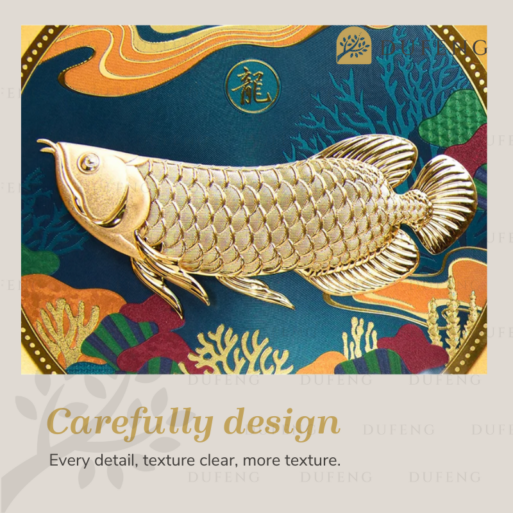 Golden Lucky Arwana Fengshui Art Decoration
