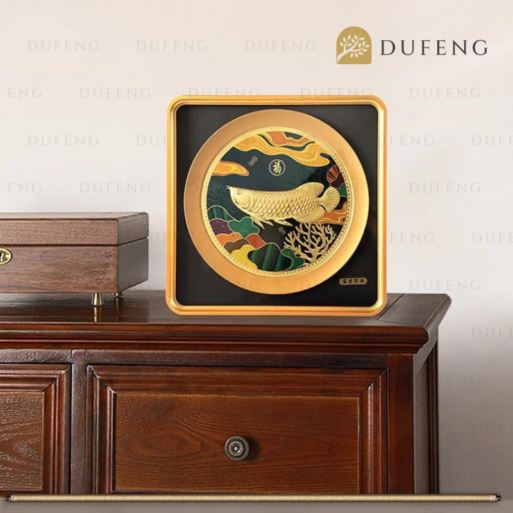 Golden Lucky Arwana Fengshui Art Decoration