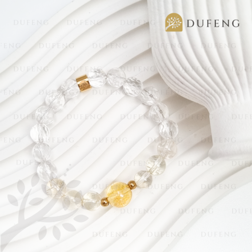 Dufeng – Golden Clarity Quartz Crystal Bracelet