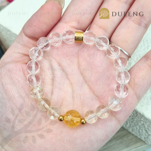 Dufeng – Golden Clarity Quartz Crystal Bracelet