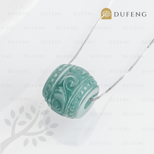 Dufeng – Lucky Barrel Blue Water Jade Necklace