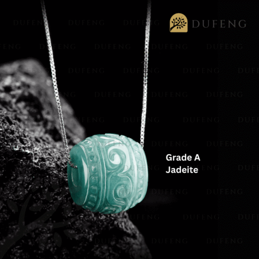 Dufeng – Lucky Barrel Blue Water Jade Necklace