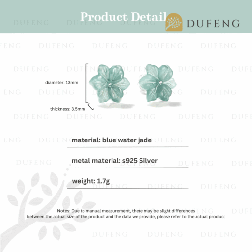 Dufeng – Lucky Orchid Blue Water Jade Earrings