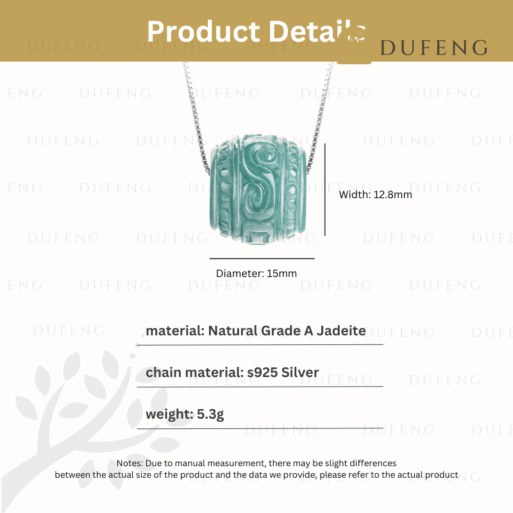 Dufeng – Lucky Barrel Blue Water Jade Necklace